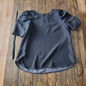 Loft Medium Blouse Dot Keyhole Neckline GUC